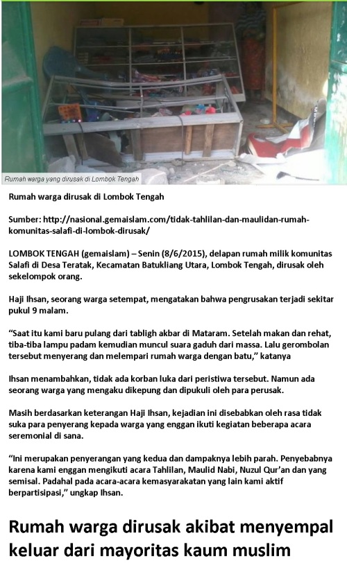 rumah warga di lombok tengah dirusak
